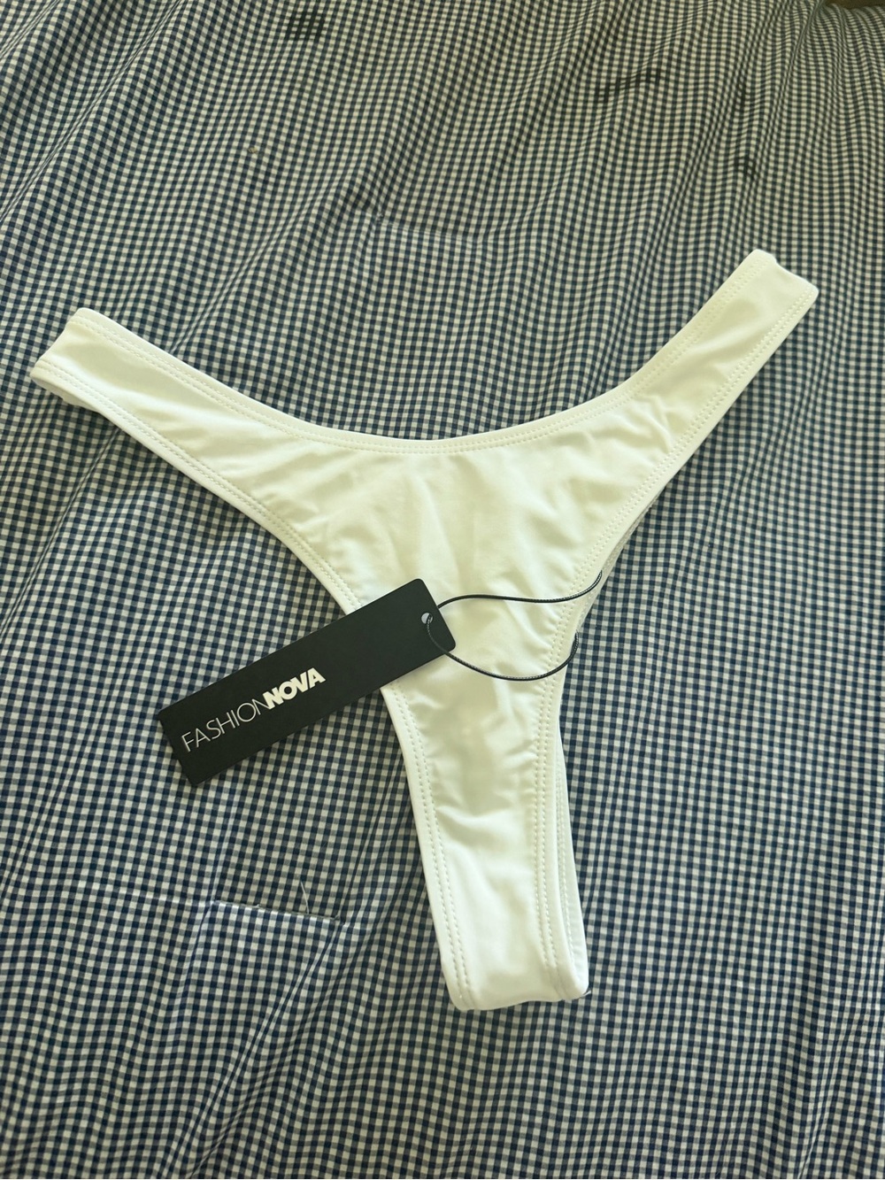Fashion Nova White Women's Swim Thong Bottom